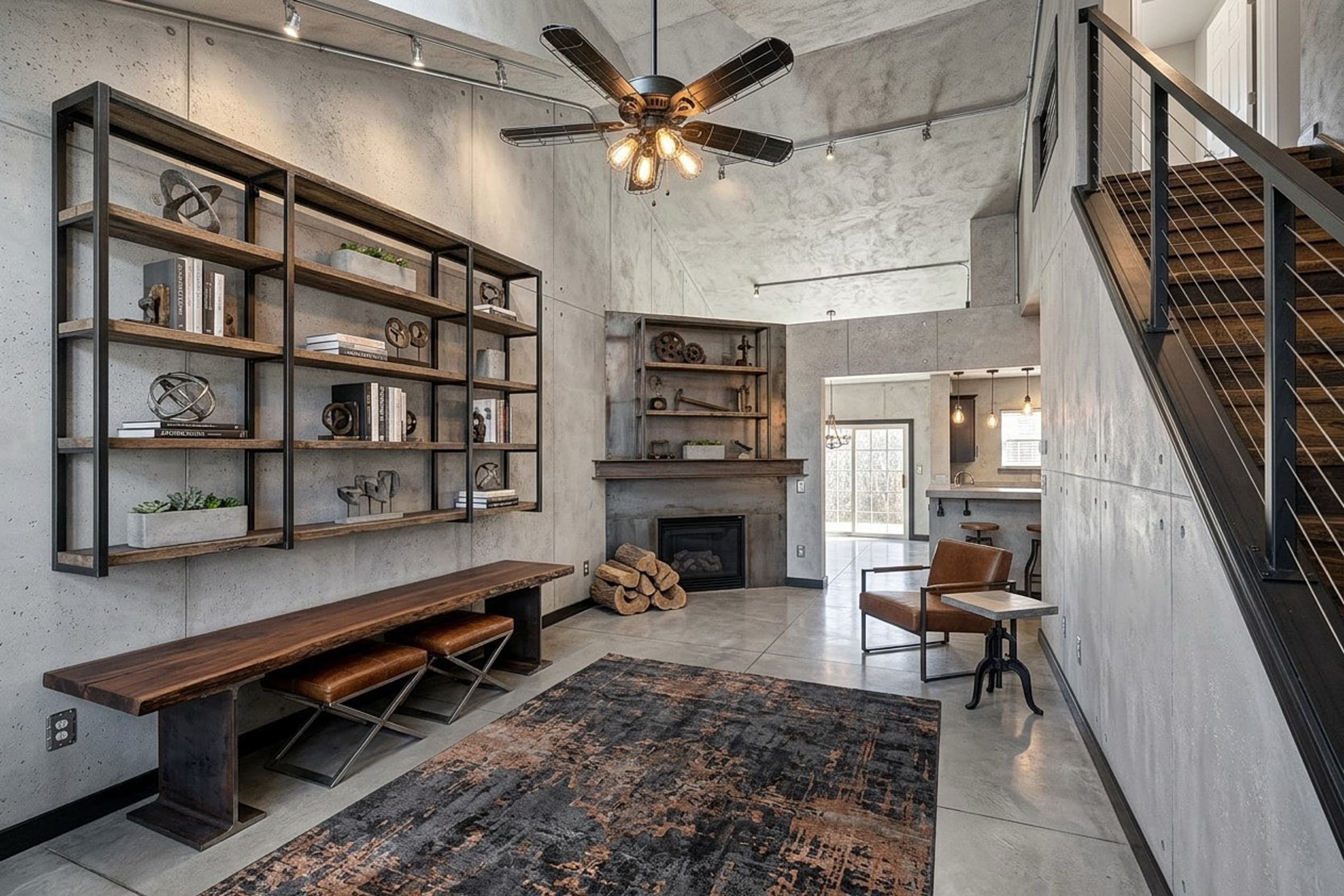 Industrial Living Room virtual staging example