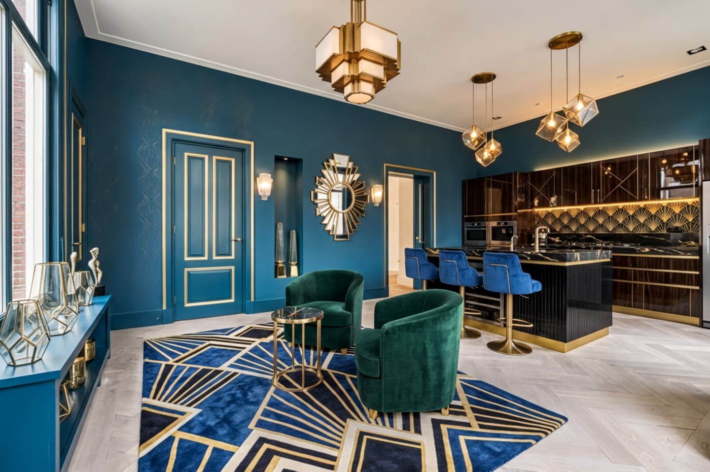 Art Deco Library virtual staging example