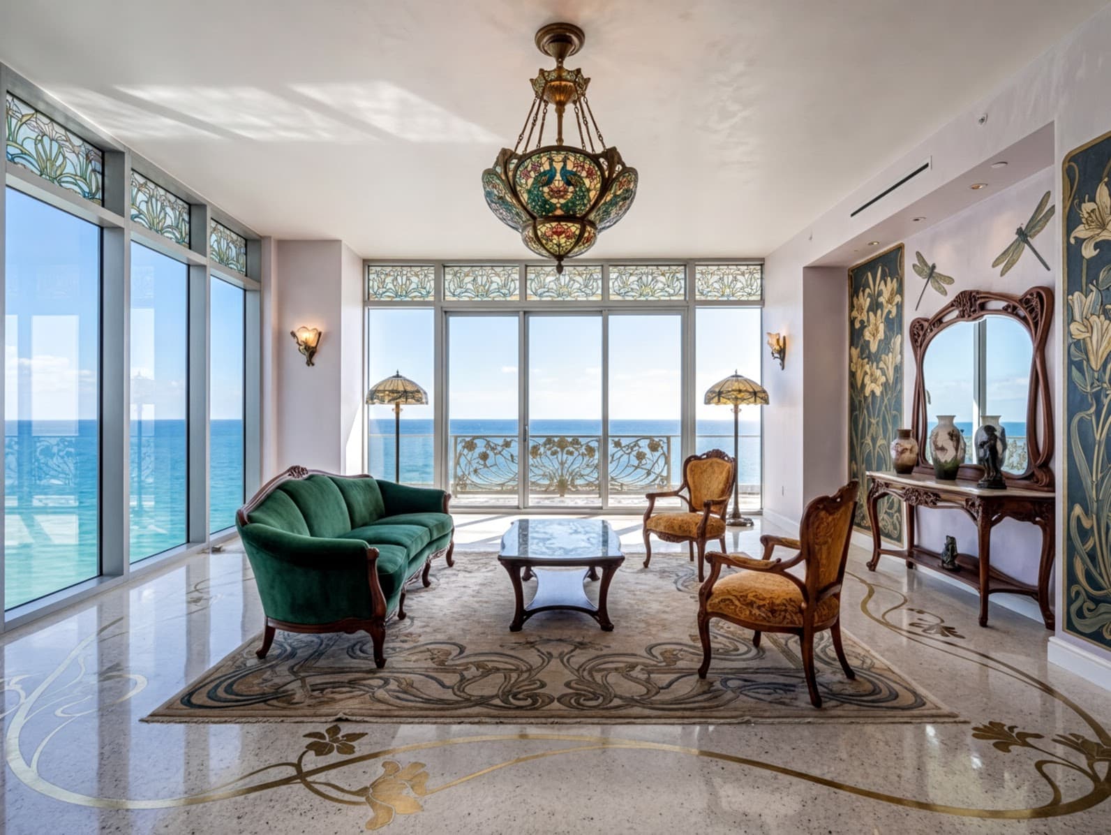 Room staged in an Art Nouveau style