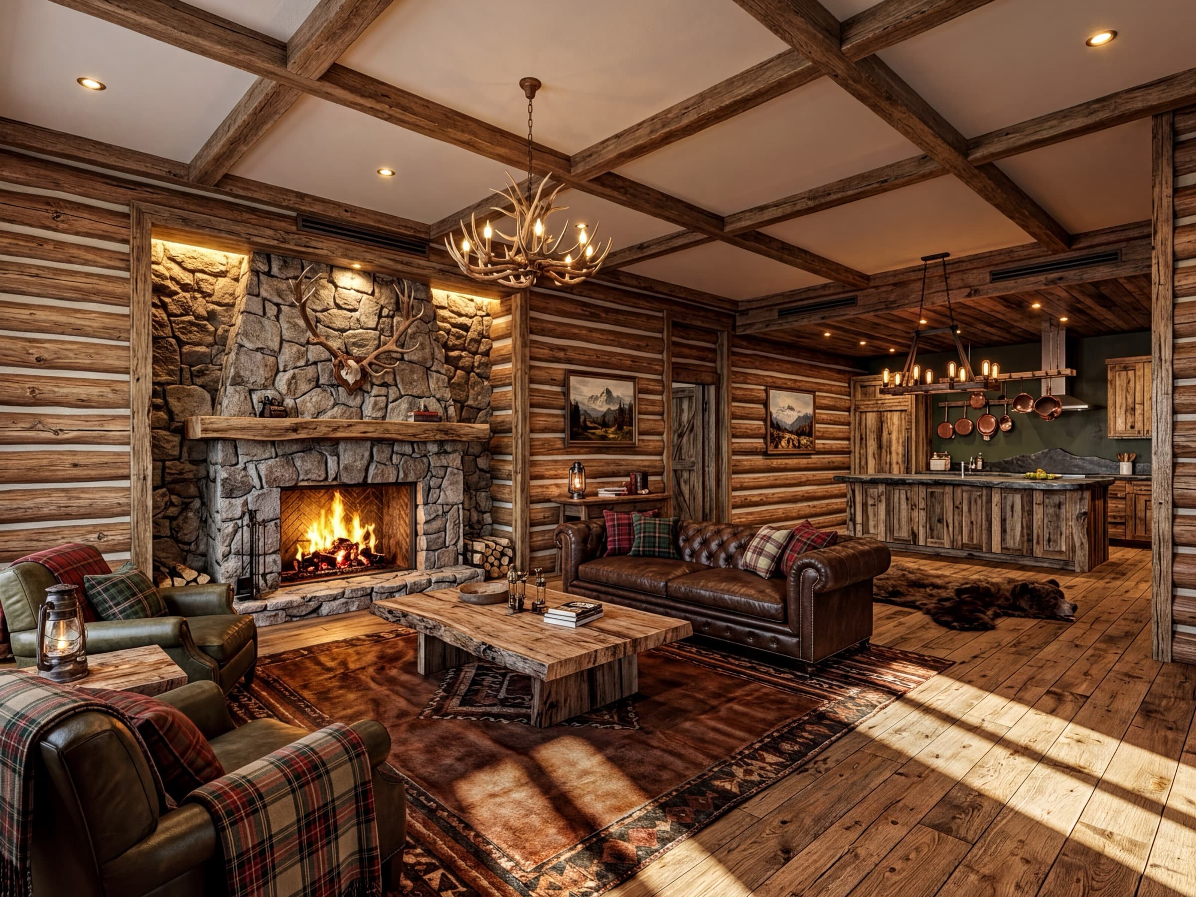 Cabin Living Room virtual staging example