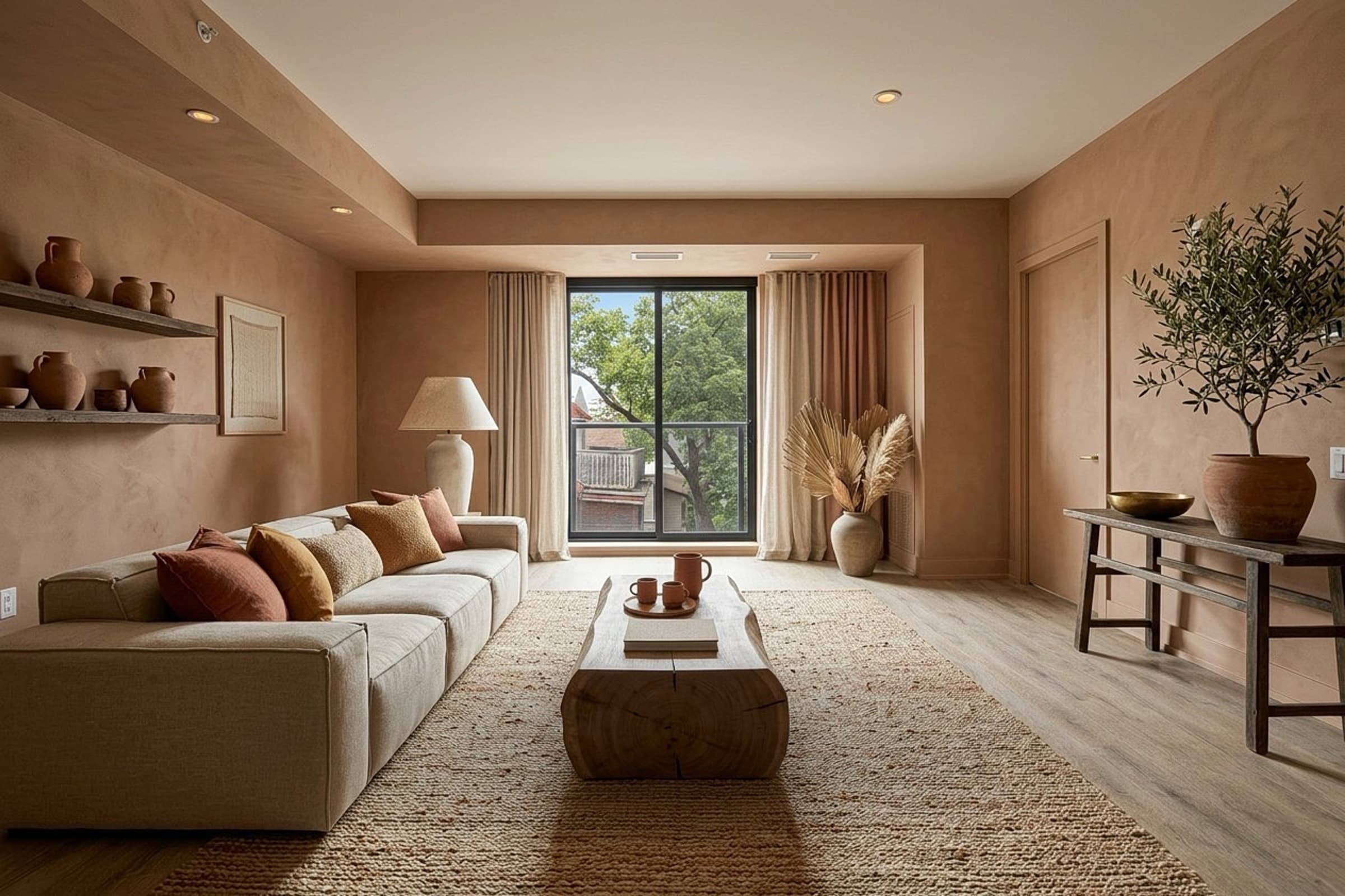 Earthy Living Room virtual staging example